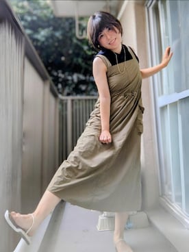 「アイテム（ワンピース/ドレス、グリーン系）」を使った、shioncontrailさん（レディース・152cm）の夏コーディネート