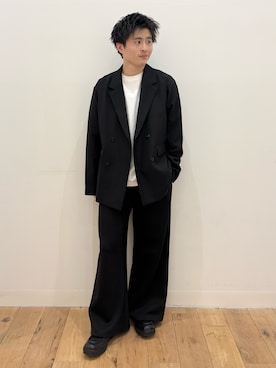 「SENSE OF PLACE by URBAN RESEARCH（センスオブプレイスバイアーバンリサーチ）の『XLサイズ/WEB限定』コンフォートロングTシャツ（Tシャツ/カットソー、ホワイト系）」を使った、yukiさん（メンズ・168cm）の冬コーディネート