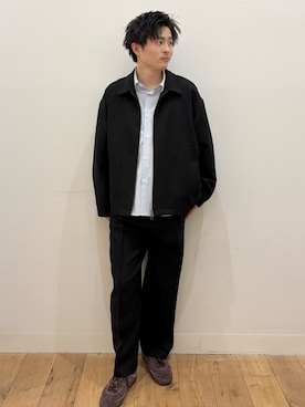 「SENSE OF PLACE by URBAN RESEARCH（センスオブプレイスバイアーバンリサーチ）の『S~XLサイズ展開』『イージーケア/速乾/接触冷感』コンフォートレギュラーカラーシャツ（シャツ/ブラウス、ブルー系）」を使った、yukiさん（メンズ・168cm）の春コーディネート