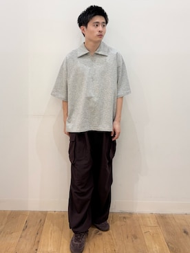 「SENSE OF PLACE by URBAN RESEARCH(センスオブプレイスバイアーバンリサーチ)のワイドカーゴパンツ(その他パンツ、ブラウン系)」を使った、yukiさん(メンズ・168cm)の夏コーディネート