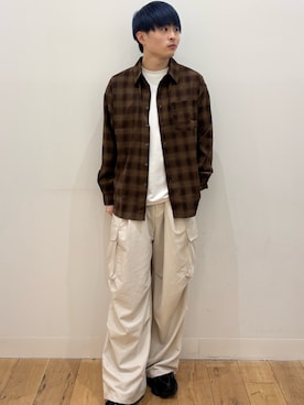 「SENSE OF PLACE by URBAN RESEARCH（センスオブプレイスバイアーバンリサーチ）の『XLサイズ/WEB限定』コンフォートロングTシャツ（Tシャツ/カットソー、ホワイト系）」を使った、yukiさん（メンズ・168cm）の春コーディネート