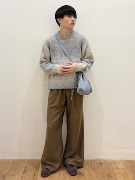 「SENSE OF PLACE by URBAN RESEARCH（センスオブプレイスバイアーバンリサーチ）のウールタッチストライプワイドフレアパンツ（その他パンツ）」を使った、yukiさん（メンズ・168cm）の秋コーディネート