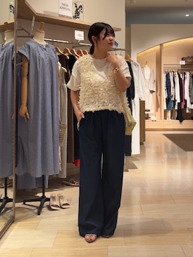 「Jena espace merveilleux(ジェナ エスパスメルヴェイユ)の【お気に入り件数1万人突破!】ビッグ変形Tシャツ(Tシャツ/カットソー、ホワイト系)」を使った、うたさん(レディース・158cm)の夏コーディネート