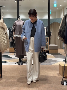 「アイテム（ノーカラージャケット）」を使った、うたさん（レディース・158cm）の秋コーディネート