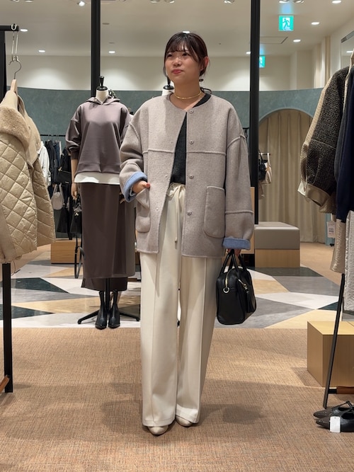 セール】リバーシブルコクーンジャケット（ノーカラージャケット