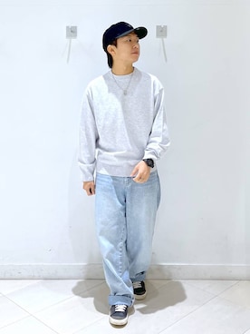 「GLOBAL WORK（グローバルワーク）のGOODデニムバギーパンツ/498388（デニムパンツ）」を使った、はやぴーさん（メンズ・162cm）の秋コーディネート