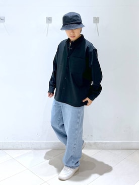 「GLOBAL WORK（グローバルワーク）のGOODデニムバギーパンツ/498388（デニムパンツ）」を使った、はやぴーさん（メンズ・162cm・20代）の秋コーディネート