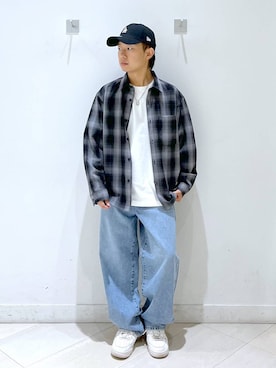 「GLOBAL WORK（グローバルワーク）のGOODデニムバギーパンツ/498388（デニムパンツ）」を使った、はやぴーさん（メンズ・162cm・20代）の秋コーディネート