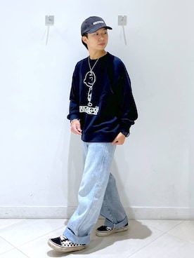 「GLOBAL WORK（グローバルワーク）のGOODデニムバギーパンツ/498388（デニムパンツ）」を使った、はやぴーさん（メンズ・162cm・20代）の秋コーディネート
