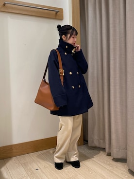 「アイテム（ピーコート）」を使った、momokaさん（レディース・150cm）の秋コーディネート