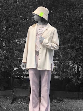 「Adoon plain（アドーンプレーン）のアイテム（パンツ）」を使った、なりみや。さん（メンズ・171cm）の夏コーディネート