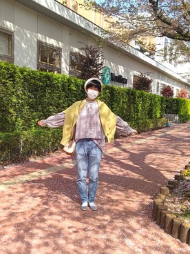 「はじめましてコーデ」｜「アイテム（ハンチング/ベレー帽）」を使った、kaoru0922さん（レディース・156cm）の春コーディネート