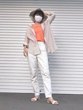 「LEPSIM（レプシィム）のフリンジバケットHAT　266582（ハット）」を使った、kaoru0922さん（レディース・156cm）の夏コーディネート