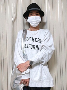 「スウェットコーデ」｜「アイテム（ハンチング/ベレー帽）」を使った、kaoru0922さん（レディース・156cm）の秋コーディネート