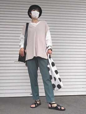 「GLOBAL WORK（グローバルワーク）のアイテム（エコバッグ/サブバッグ）」を使った、kaoru0922さん（レディース・156cm）の夏コーディネート