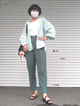 「GLOBAL WORK（グローバルワーク）のアイテム（長傘）」を使った、kaoru0922さん（レディース・156cm）の夏コーディネート