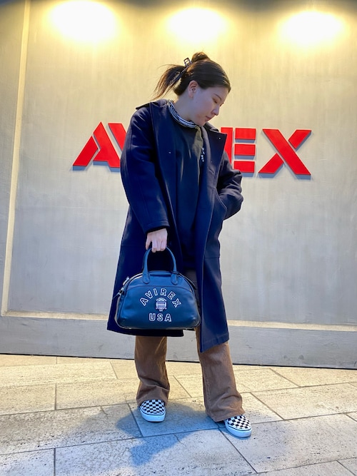 【極美品】AVIREX カウレザー ロングコート モッズコート リアルレザー AVIREX コート アウター ITALY NAVY LONG COAT/ イタリー