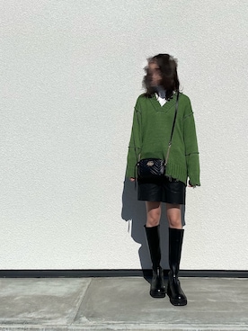 「EMODA（エモダ）のトラックソールロングブーツ（ブーツ）」を使った、Nanaさん（レディース・161cm）の冬コーディネート