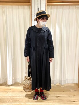 「ペーパーバッグ」｜「アイテム（帽子）」を使った、かわもと　ももこさん（レディース・158cm）の春コーディネート