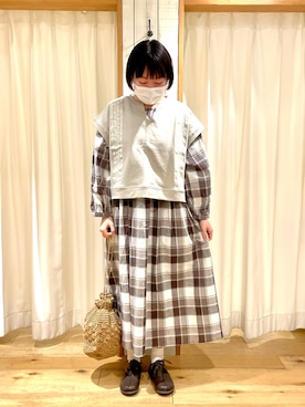 「ペーパーバッグ」｜「アイテム（その他シューズ）」を使った、かわもと　ももこさん（レディース・158cm）の春コーディネート