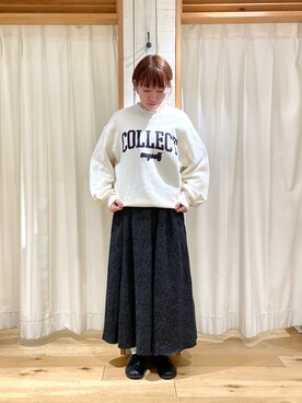 「サマンサ モスモス(Samansa Mos2)」｜「アイテム（スウェット）」を使った、かわもと　ももこさん（レディース・158cm）の冬コーディネート