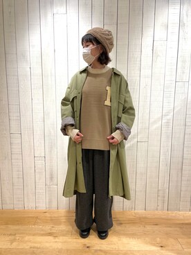 「ロゴニット」｜「アイテム（サンダル）」を使った、かわもと　ももこさん（レディース・158cm）の秋コーディネート