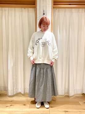 「サマンサ モスモス(Samansa Mos2)」｜「アイテム（スウェット）」を使った、かわもと　ももこさん（レディース・158cm）の冬コーディネート