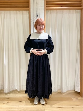 「Samansa Mos2（サマンサ モスモス）の配色前後2WAYブラウス（シャツ/ブラウス）」を使った、かわもと　ももこさん（レディース・158cm）の冬コーディネート