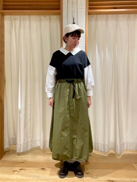「サマンサ モスモス(Samansa Mos2)」｜「アイテム（キャップ）」を使った、かわもと　ももこさん（レディース・158cm）の秋コーディネート