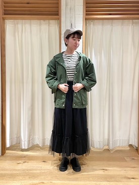 「サマンサ モスモス(Samansa Mos2)」｜「アイテム（マウンテンパーカー）」を使った、かわもと　ももこさん（レディース・158cm）の秋コーディネート