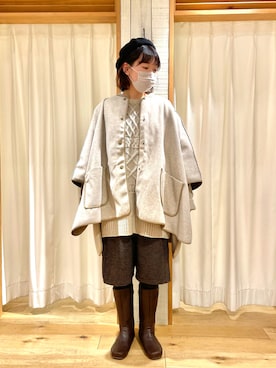 「ゆるニット」｜「アイテム（ハンチング/ベレー帽）」を使った、かわもと　ももこさん（レディース・158cm）の秋コーディネート