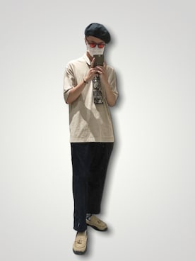 「plain-me（プレインミー）のアイテム（スラックス）」を使った、Manuさん（メンズ・185cm）の秋コーディネート