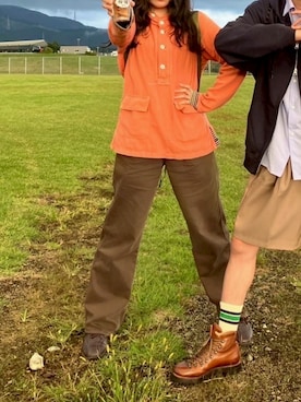 「UNIQLO（ユニクロ）のアイテム（チノパンツ）」を使った、フウカさん（レディース・170cm）の秋コーディネート