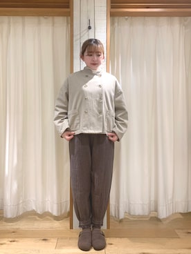 「Samansa Mos2（サマンサ モスモス）のダブル釦ショートジャケット（その他アウター）」を使った、あぶさん（レディース・152cm）の冬コーディネート