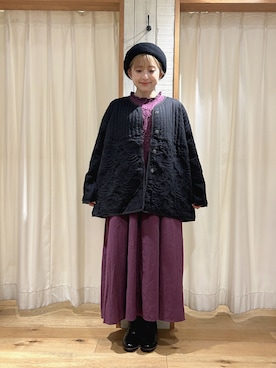 「TSUHARU by Samansa Mos2（ツハルバイサマンサモスモス）のアイテム（ノーカラージャケット）」を使った、あぶさん（レディース・152cm）の秋コーディネート