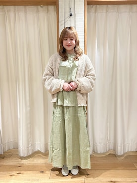 「TSUHARU by Samansa Mos2（ツハルバイサマンサモスモス）のアイテム（カーディガン/ボレロ）」を使った、あぶさん（レディース・152cm）の春コーディネート