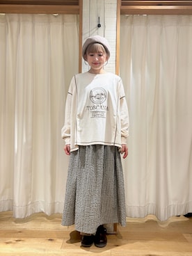 「サマンサモスモス」｜「アイテム（ハンチング/ベレー帽）」を使った、あぶさん（レディース・152cm）の秋コーディネート