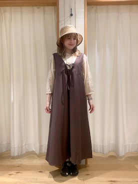 「シア―ブラウス」｜「アイテム（ワンピース/ドレス）」を使った、あぶさん（レディース・152cm）の夏コーディネート