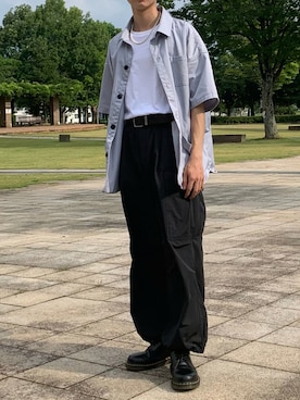 「UNIQLO（ユニクロ）のアイテム（Tシャツ/カットソー、ホワイト系）」を使った、snobさん（メンズ・172cm）の夏コーディネート