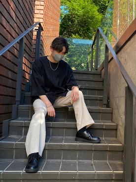 「DHOLIC（ディーホリック）のアイテム（スラックス）」を使った、kocoinsさん（メンズ・178cm）の夏コーディネート