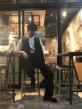 「DHOLIC（ディーホリック）のアイテム（スラックス）」を使った、kocoinsさん（メンズ・178cm）の夏コーディネート