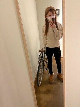 「BROWN」｜「アイテム（ハンチング/ベレー帽）」を使った、Natsumi1031さん（レディース・161cm）の冬コーディネート