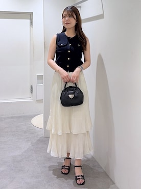 「FREE'S MART（フリーズマート）の◆ミニバックルサンダル（サンダル、ブラック系）」を使った、takamiさん（レディース・164cm）の夏コーディネート