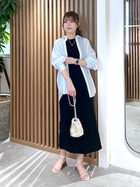 「FREE'S MART（フリーズマート）の◇シアーストライプオーバーシャツ（シャツ/ブラウス、ブルー系）」を使った、takamiさん（レディース・164cm）の春コーディネート