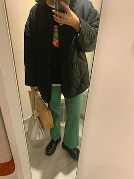「GRL（グレイル）のアイテム（ノーカラージャケット）」を使った、realmiimさん（レディース・165cm）の秋コーディネート