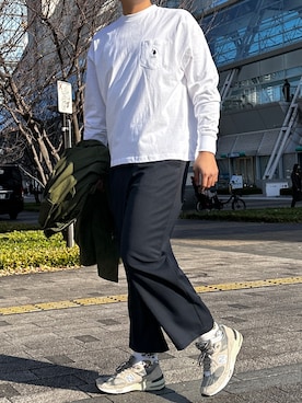 「U.S. POLO ASSN.（ユーエスポロアッスン）のU.S. POLO ASSN. /ユーエスポロアッスン 別注ワンポイント刺繍 ビッグシルエット長袖カットソー（Tシャツ/カットソー）」を使った、GBさん（メンズ・180cm）の冬コーディネート