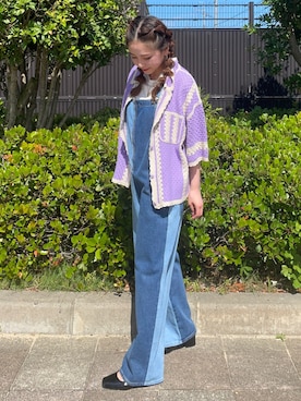 「RODEO CROWNS WIDE BOWL（ロデオクラウンズワイドボウル）のアイテム（オールインワン・サロペット）」を使った、RODEOCROWNSWIDEBOWLさん（レディース・156cm）の夏コーディネート