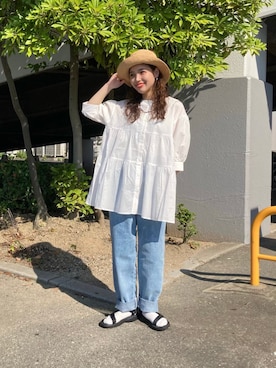 「RODEO CROWNS WIDE BOWL（ロデオクラウンズワイドボウル）のアイテム（チュニック）」を使った、RODEOCROWNSWIDEBOWLさん（レディース・161cm）の夏コーディネート