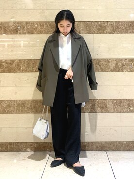 「サテンパンツ」｜「アイテム（その他アウター）」を使った、HARADAさん（レディース・153cm）の夏コーディネート