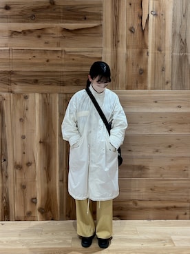 「イエローコーデ」｜「アイテム（モッズコート）」を使った、よなさん（レディース・159cm）の冬コーディネート